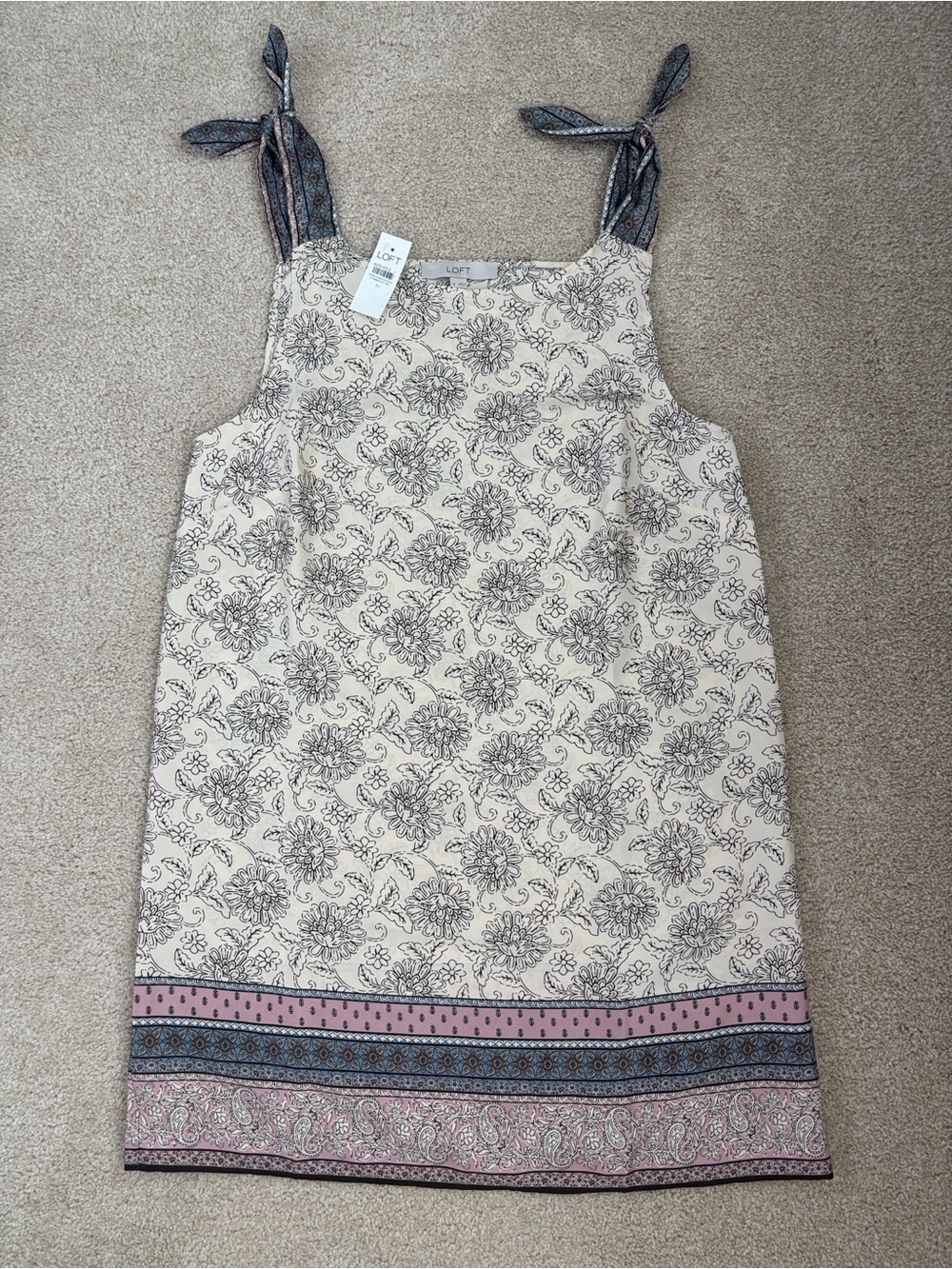 NWT Loft Patchwork Tie Strap Mini Dress, size Medium